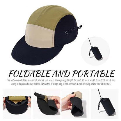 Clakllie Quick Dry Short Brim Hats for Men 5 Panel Running Hat Waterproof Baseball Cap Outdoor Hiking Hat Flat Bill Cadet Cap - color: Cdus-wsgb1-yellow