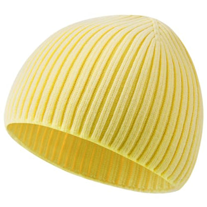 Wool Knit Beanie Hats for Men Women,Cuffless Winter Skull Caps - color: 1-bright Yellow