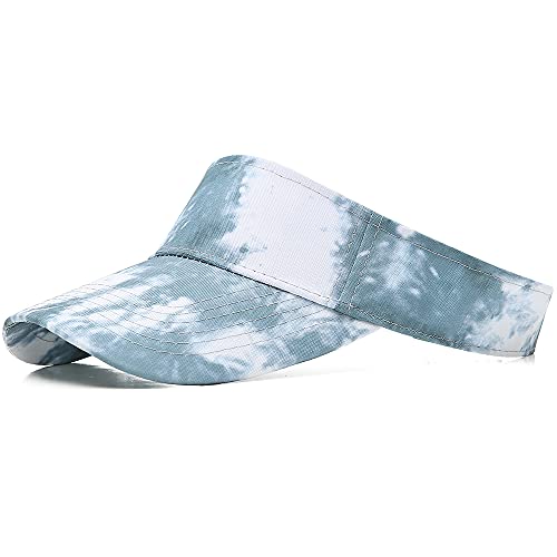 Sport Sun Visor Hats Cotton Ball Caps Empty Top Baseball Sun Cap for Men Women - color: Tie-dye Grey
