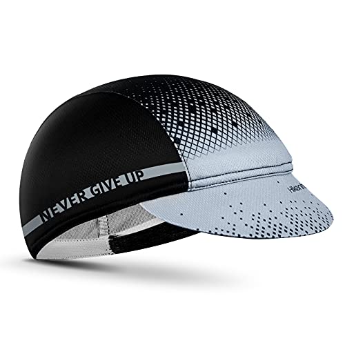 Hikenture Cycling Cap,Cooling Skull Cap Bike Hat with Sun Visor, Summer Breathable Helmet Liner Biking Cap for Men Women - color: Grey Dot