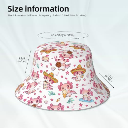 Bucket Hat for Men Women Packable Reversible Printed Summer Hats - color: Axolotl