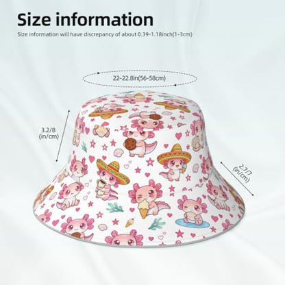 Bucket Hat for Men Women Packable Reversible Printed Summer Hats - color: Axolotl