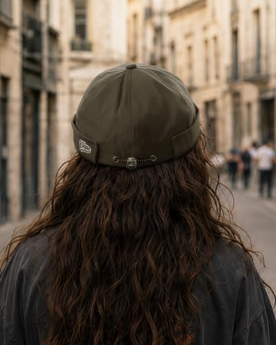 Croogo Brimless Hat for Men Cotton Docker Cap Adjustable Retro Skullcap - color: Brown
