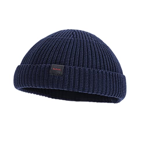 Fisherman Beanie Hats for Men Women,Knit Trawler Skull Cap,Watch Cap,Spring Fall Winter Warm Short Hats - color: (Cotton)-after Midnight-m