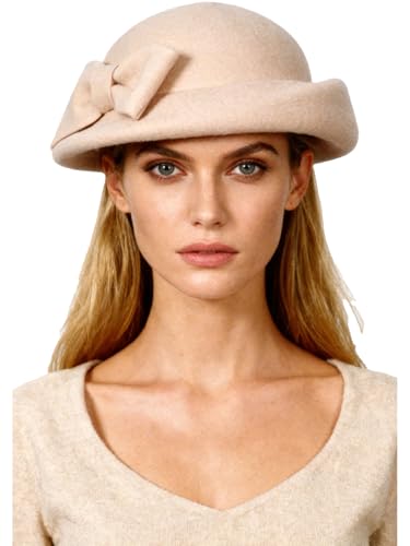 Women Wool Felt Ribbon French Fashion Vintage Millinery Beret Hats Top Cap Ladies Party Wedding Fedoras Chapeau - color: Light Camel 3