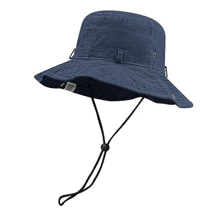 Clakllie Reversible Packable Boonie Fishing Hat UV Protection Sun Beach Hat - color: S-hjy6-navy Blue