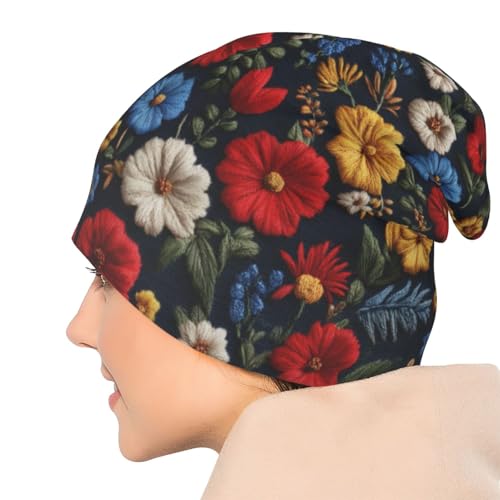 Slouchy Beanie Hat Skull Cap Chemo Headwear Baggy Hats for Men Women Running Cycling - color: Colorful Floral