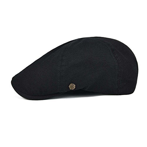 VOBOOM Cotton Flat Cabbie Hat Gatsby Ivy Irish Hunting Newsboy Cap - color: Black