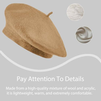 Jolbndcv 6PCS Beret, French Beanie, Outdoor, Winter, Fashion Lady Hat - color: Khaki