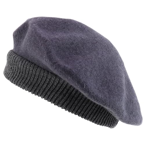 Trendy Apparel Shop Plain Solid French Wool Beret Hat - color: Dark Grey