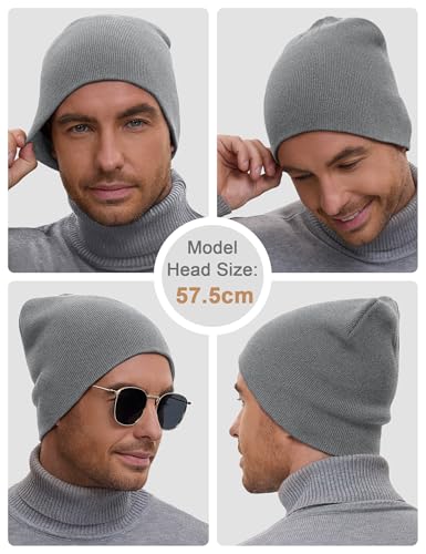 vidsel 100% Cotton Beanie Hat for Men Women, Soft Cuffless Knit Skull Cap - color: 1pc-light Grey