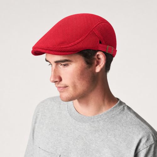 Initlove Mens Mesh Newsboy Cap Breathable Beret Ivy Hat Cabbie Driving Hats for Women - color: Red