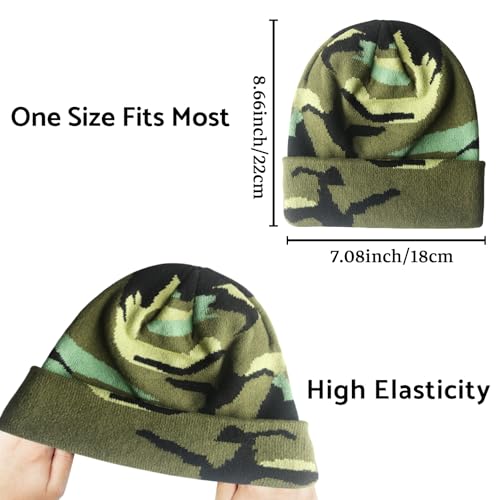PFFY Beanie for Men Women Unisex Knit Cuffed Winter Beanies Hats Skull Cap - color: Camo Blue