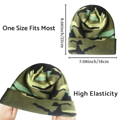 PFFY Beanie for Men Women Unisex Knit Cuffed Winter Beanies Hats Skull Cap - color: Camo Blue