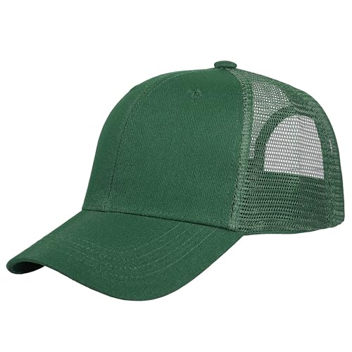 Falari Trucker Hat Baseball Cap Structured Plain Design 6 Panel, Adjustable Size - color: 1pk Hunter Green