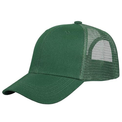 Falari Trucker Hat Baseball Cap Structured Plain Design 6 Panel, Adjustable Size - color: 1pk Hunter Green