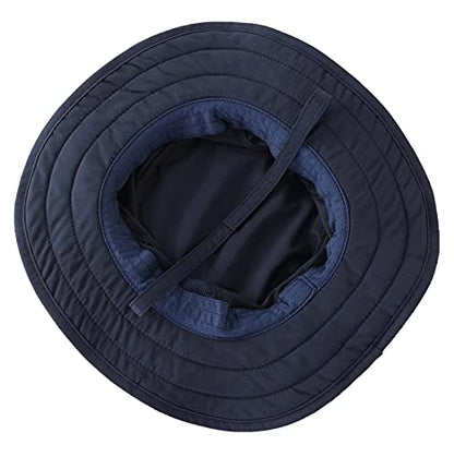 Connectyle Kids Sun Hat for Boys Girls Wide Brim Bucket Hat UPF 50+ Sun Protection Hat Breathable Summer Beach Hat - color: Deep Blue