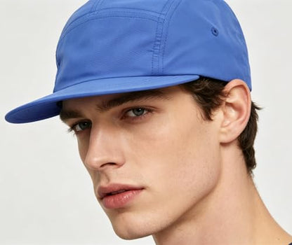 COOLSOME 5 Panels Hat Basic Daily Wear Breathable Quick Dry Cap - color: Blue/M Size