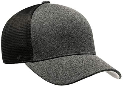 Flexfit Melange Unipanel Trucker Cap - color: Dark Grey/Black, size: Large-X-Large
