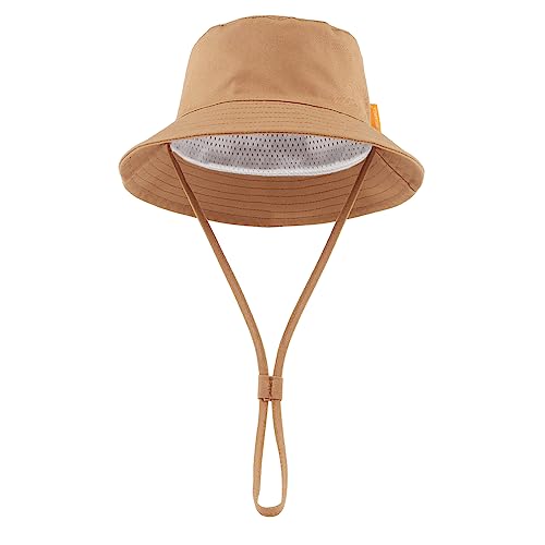 JANGANNSA Cotton Baby Sun Hat Infant Toddler Boys Girls Bucket Hats Summer Sun Protection Kids Beach Caps - color: Caramel, size: 0-3 Months