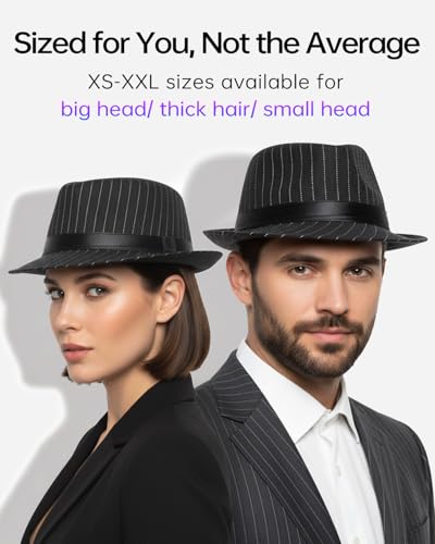 Zylioo XL Trilby Fedora Hat for Men Women, Short Brim Pinstripe Dress Hat - color: Khaki, size: Large
