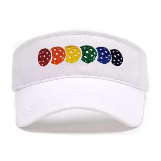 Embroidered Pickleball Visor Men Women,Gifts for Pickleball Lovers - color: White, style: Rainbow Pickleball