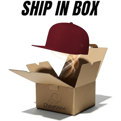 4 Inclusive Sizes Performance Flat Brim Trucker Hat Men Women, 7 Panel Snapback Running - color: 66.dark Red