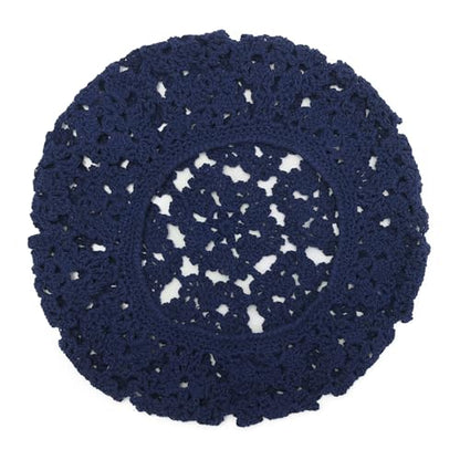 ZLYC Women Cotton Slouchy Crochet Beret Handmade Cutout Floral Beanie Hat - color: Floral Blue