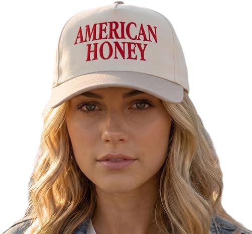 D&Y Retro 2-Tone Canvas Baseball Cap for Women - Funny Embroidered Distressed Snapback, Adjustable Cotton Dad Hat - color: American Honey-beige