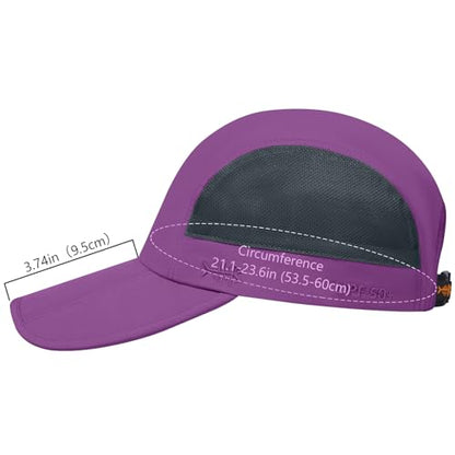 BASSDASH Folding Fishing Baseball Cap UPF 50+ Water Resistant Outdoor Portable Brim Hats for Women Men Hiking Adjustable - color: Purple