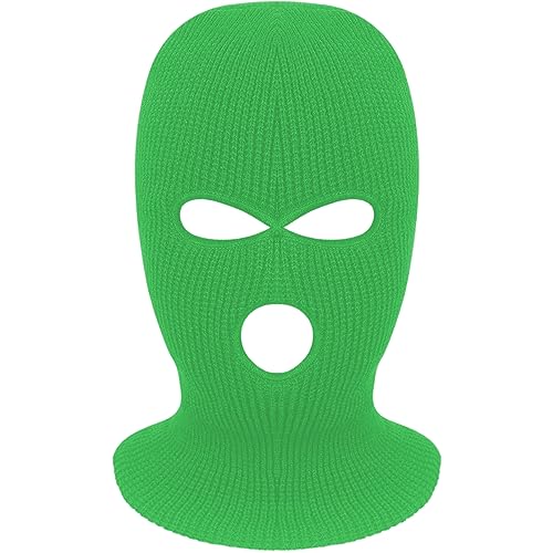3-Hole Full Face Mask Cover Ski Mask Winter Balaclava Cap - color: Green
