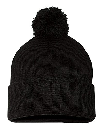 Sportsman Pom-Pom 12" Knit Beanie One Size Black