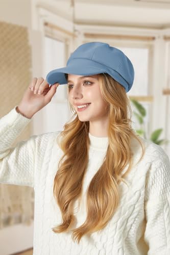 Sumolux Women Beret Newsboy Hat French Cap Classic Winter - color: Denim Blue
