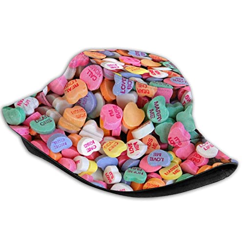Valentine's Day Hearts Print Bucket Hat Summer Travel Fisherman Sun Hat Cap for Women Men Teens - color: Daya5