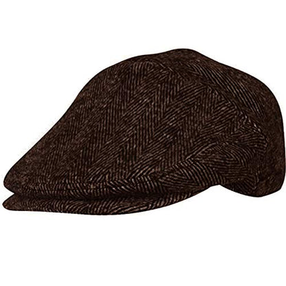 EPOCH Wool Blend Herringbone Winter Ivy Cabbie Hat w/Fleece Earflaps – Driving Hat - color: Ive2341brown, size: Large