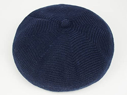 French Style Beret Hat for Women Winter Fall Knit Artist Hats Classic Solid Color Beanie Hat - color: Navy
