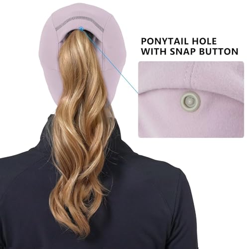 GADIEMKENSD Women's Winter Reflective Fleece Ponytail Hat with Drop Down Ear Warmer - color: Purple