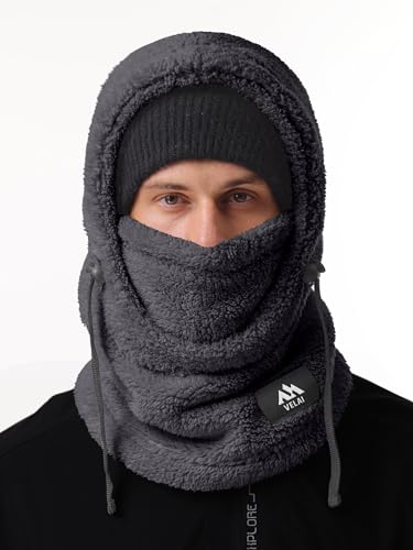 Balaclava Fleece Ski Mask Winter Face Masks Windproof Hooded Scarf - color: Dark Grey