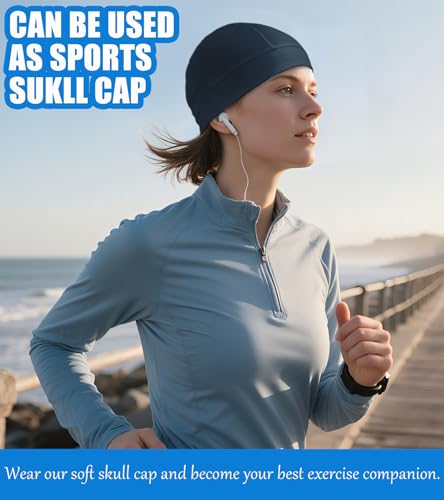 Cotton Skull Caps for Men Women Beanie Chemo Headwear Sleep Hat - color: Set G-navy,light Blue,army Green
