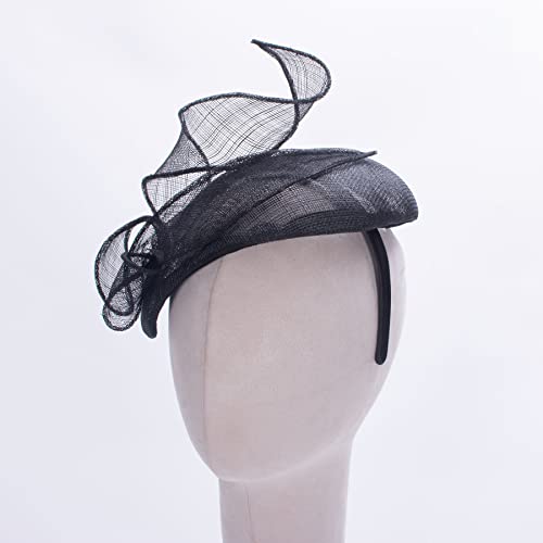 Lawliet Teardrop Womens Sinamay Fascinator Tam Beret Casque Cocktail Bridal Hat T442 - color: Black