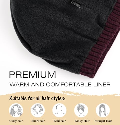 Wmcaps Winter Knitted Beanie for Men Women, Fleece Lined Warm Hat - color: Maroon
