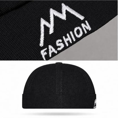 Outdoor Brimless Hat for Men Women, Adjustable Rolled Cuff Skull Cap - color: 1#black