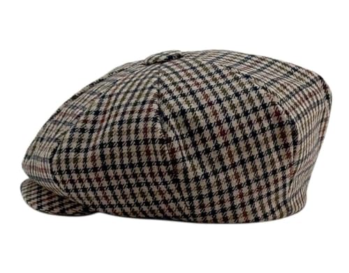 EPOCH Men's Newsboy Cap 8 Panel Wool Blend Gatsby Hat Vintage Big Apple Flat Cap Classic Driving Hat - color: Plaid