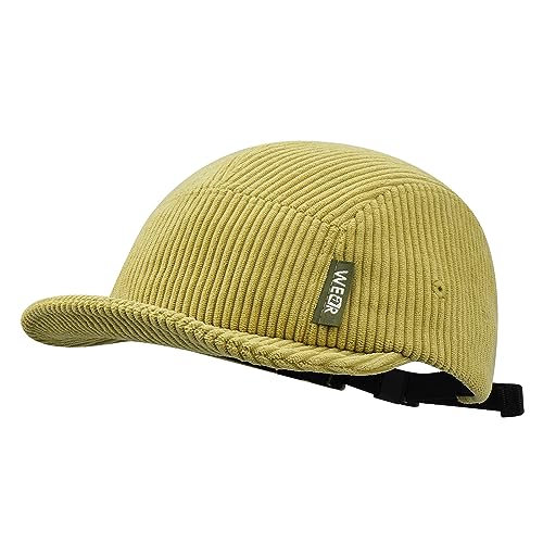 Clakllie Corduroy 5 Panel Hat Short Brim Baseball Cap Urban Street Flat Bill Hats Cooling Trucker Hats Snapback Fitted Cap - color: S-dsbh10-yellow