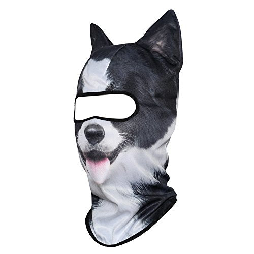 WTACTFUL 3D Animal Ears Balaclava, Breathable Face Mask for Halloween - color: Border Collie Meb-23