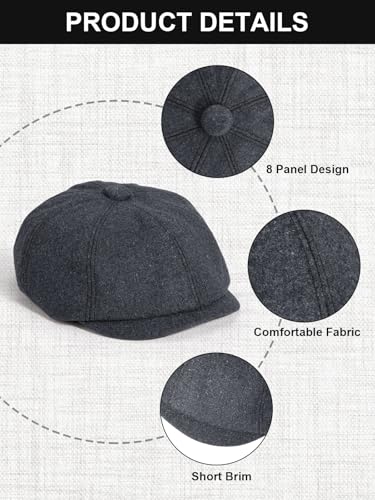 Senker Fashion 2 Pieces Newsboy Cap for Men - color: Black Dark Grey
