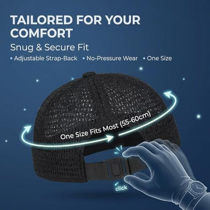 2 Pack Men's Breathable Brimless Hat Summer Style Mesh Tang Ultra Cooling Skull Adjustable Hip-Hop Cap Docker Beanie - color: Light Gray+blue