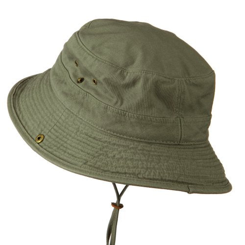 e4Hats.com Big Size Camouflaged Brim Cotton Washed Bucket Hat - color: Olive, size: X-Large-XX-Large