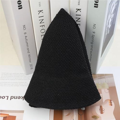 Eigso Womens Mesh Woven Bucket Hats Summer Outdoor Beach Straw Bucket Hat for Woman Packable Beach Hat - color: B3 : Black