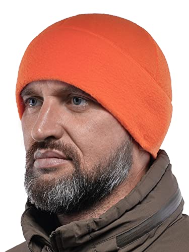 2SBR 2SABERS Warm Lightweight 170 Fleece Watch Cap - Men Women - Outdoor Skull Beanie Hat - color: Hunting Orange, size: Medium